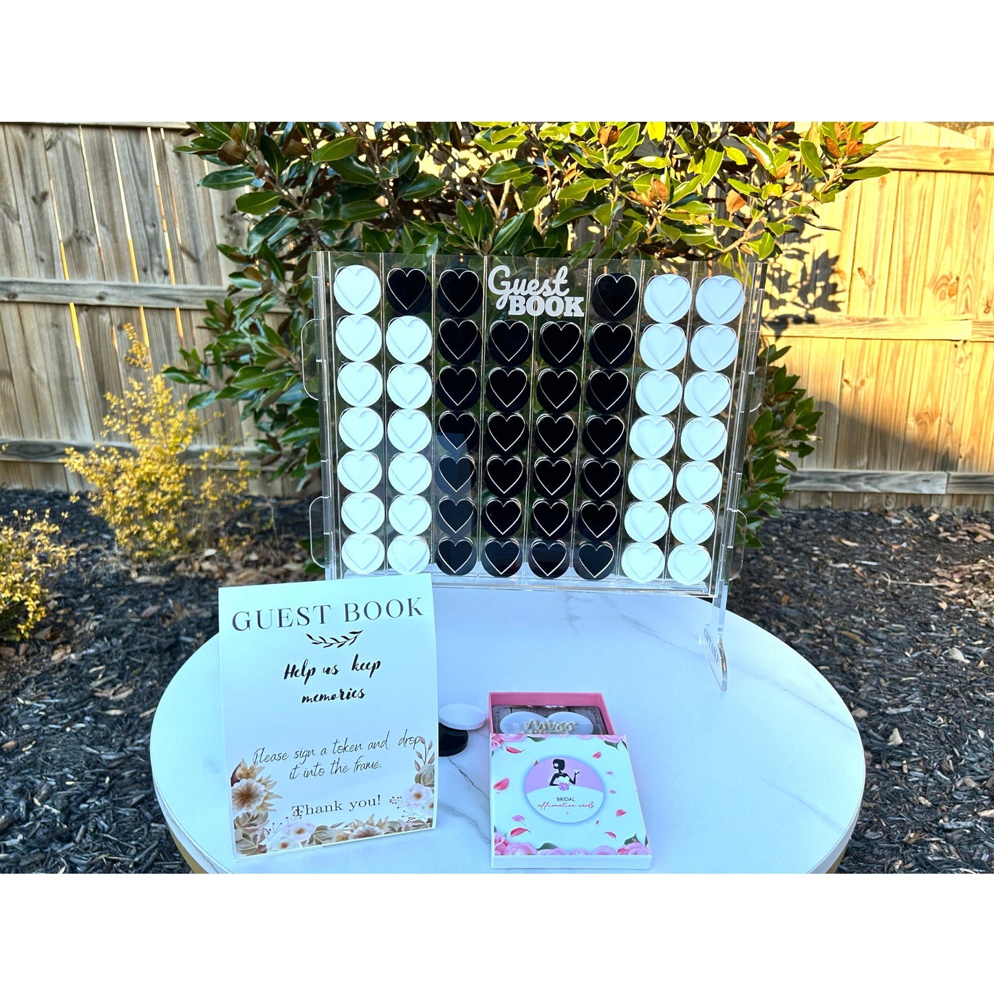 Wedding Guest Book Alternative 16"X15" Connect-4-Hearts Acrylic Drop Box Frame, Acrylic Wedding Sign, Guest Book Sign, Baby Shower Guestbook