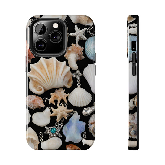 Seashells Aesthetics Graphic Tough iPhone Case, Birthday, Anniversary, House warming, Mother's Day, Graduation gift for flower lovers