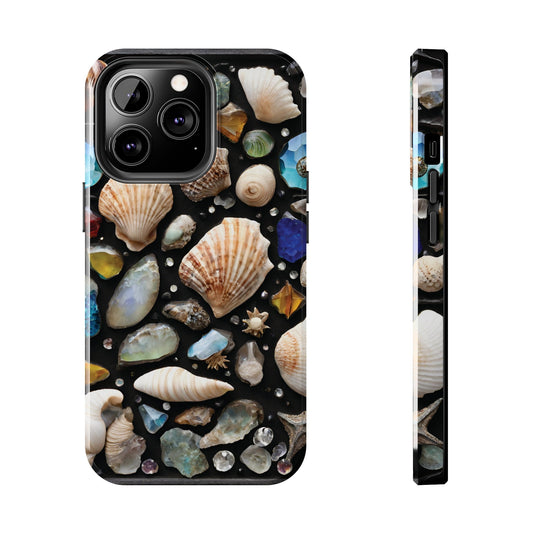 Seashells Aesthetics Graphic Tough iPhone Case, Birthday, Anniversary, House warming, Mother's Day, Graduation gift for flower lovers