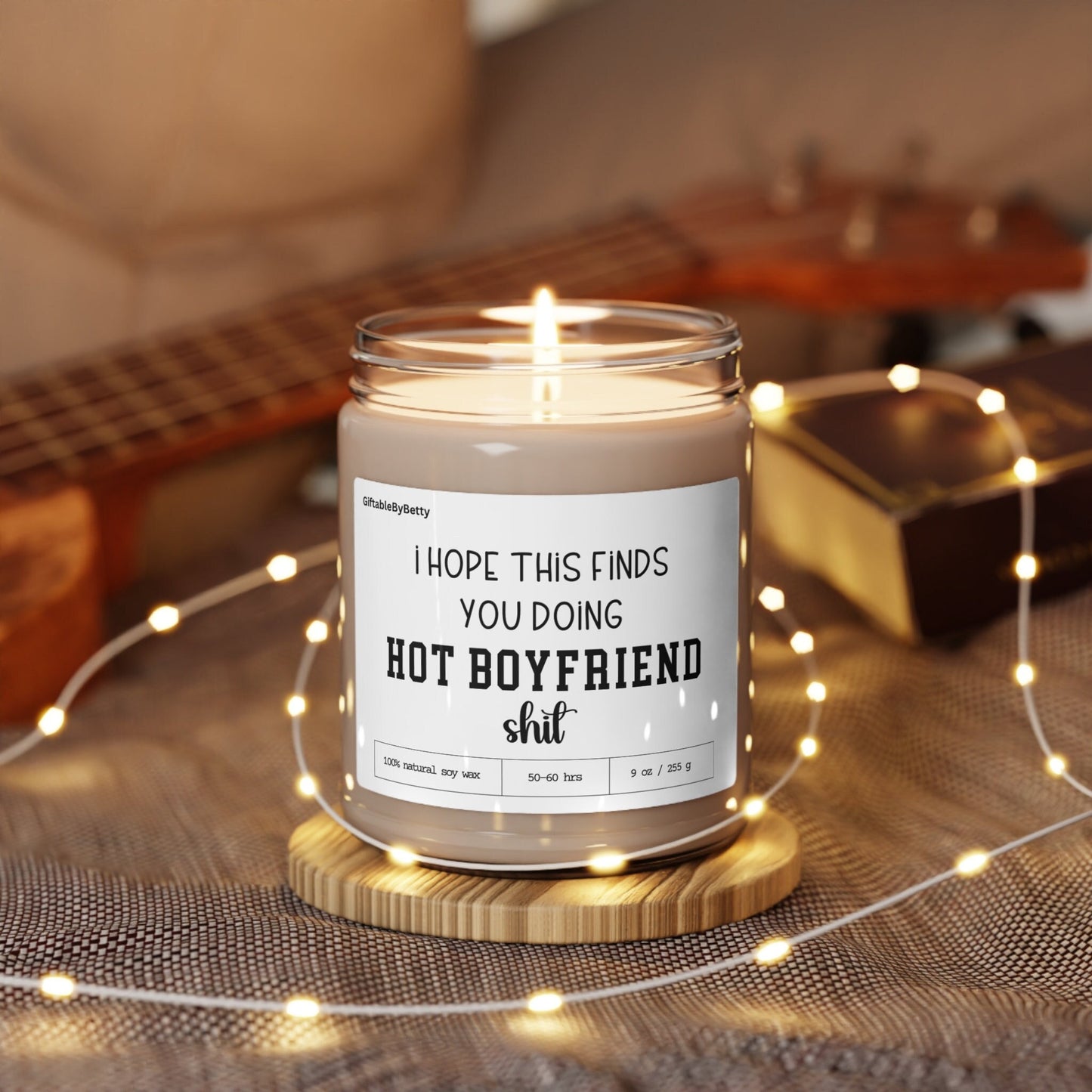 Hot Boyfriend Candle Gift from Girlfriend, Valentines Anniversary 9oz Scented Soy Funny Candle gift for Boyfriend, Birthday Gift for Him