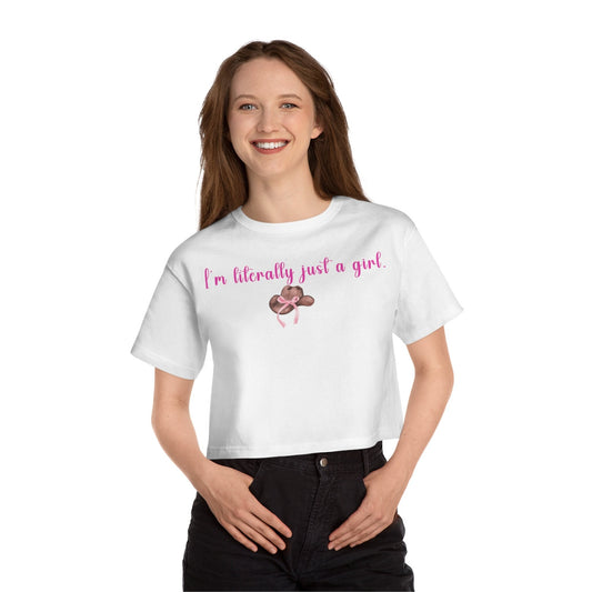 Literally Just A Girl Crop Top, Pink Girly Cowgirl Cowboy Funny Shirt Gifts for Her, y2k Meme Women's Cropped Top Tshirt- V2