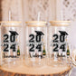 Personalised  Custom Name Grad Gift Glass Tumbler 16oz Senior Class of 2024 Graduation Tumbler Gift for College High School grad party