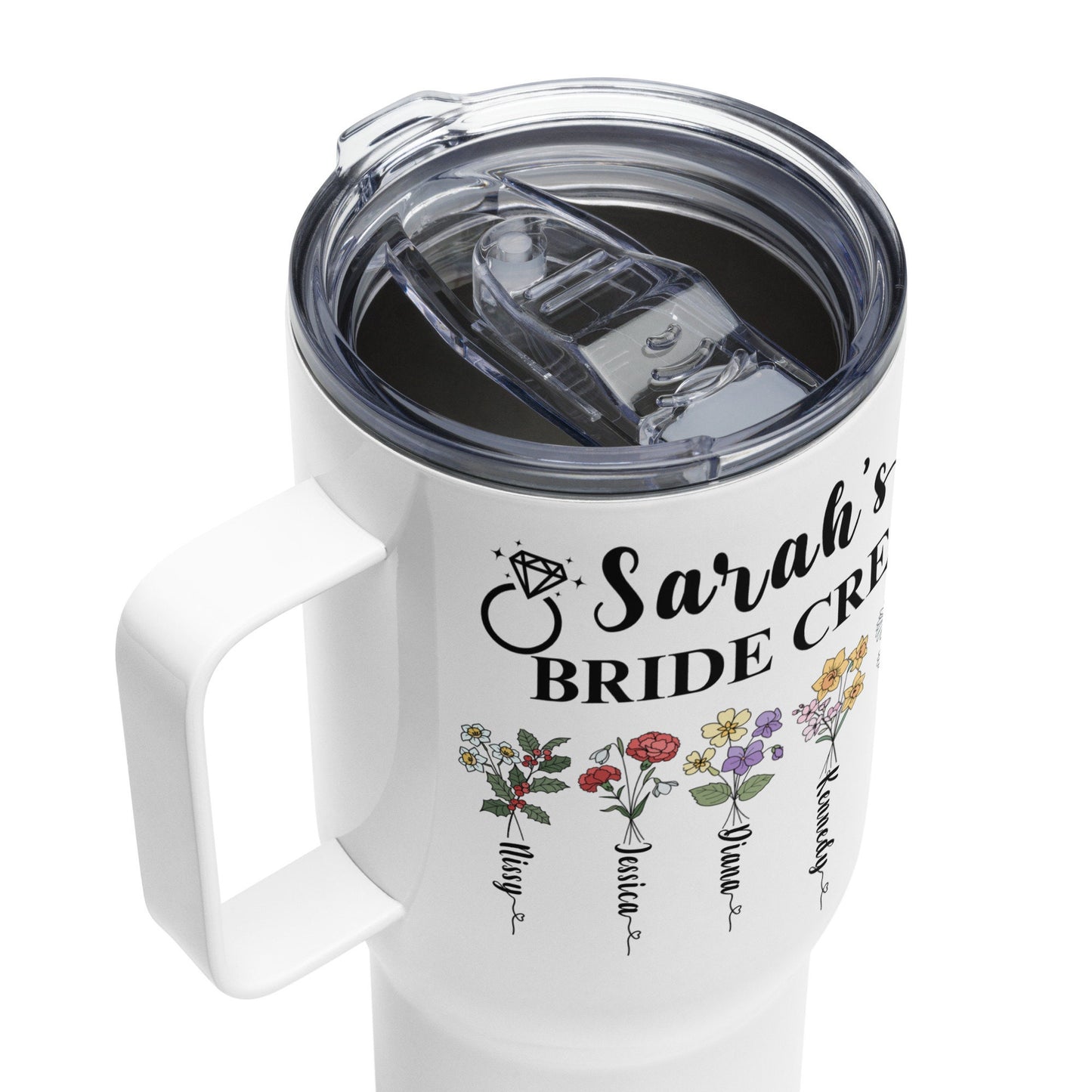 Custom Birth Month Flower Tumbler with Bridemaids Names 25oz Bride Tumbler Bachelorette Party Gift for Bride Personalized Bridemaid Proposal