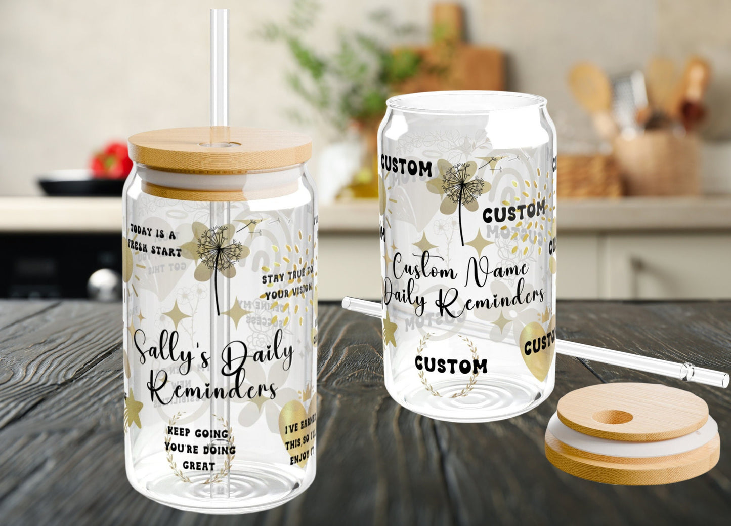 Custom name Daily reminder Tumbler 16oz Custom Affirmations Iced Coffee Cup Anxiety Relief Mental Health Tumbler birthday gift glass tumbler