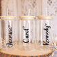 Custom Name Glass Tumbler 16oz Personalized Bridesmaid Proposal gifts, Teacher Appreciation Bridal Party Beach TumblerVacation Travel Mug