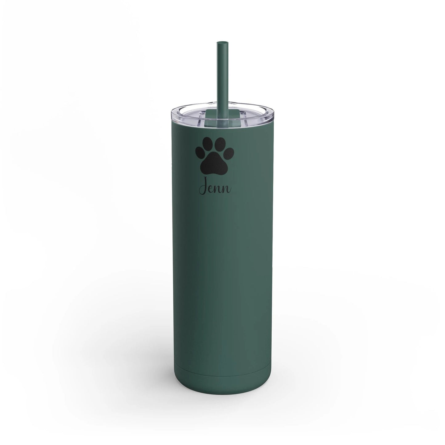 Personalized Dog Mom Tumbler, 20oz Matte Custom Dog Paw Skinny Tumbler With Straw,Dog Mom Gift For Her, Dog Dad Gift,Pet Owner Memorial Gift