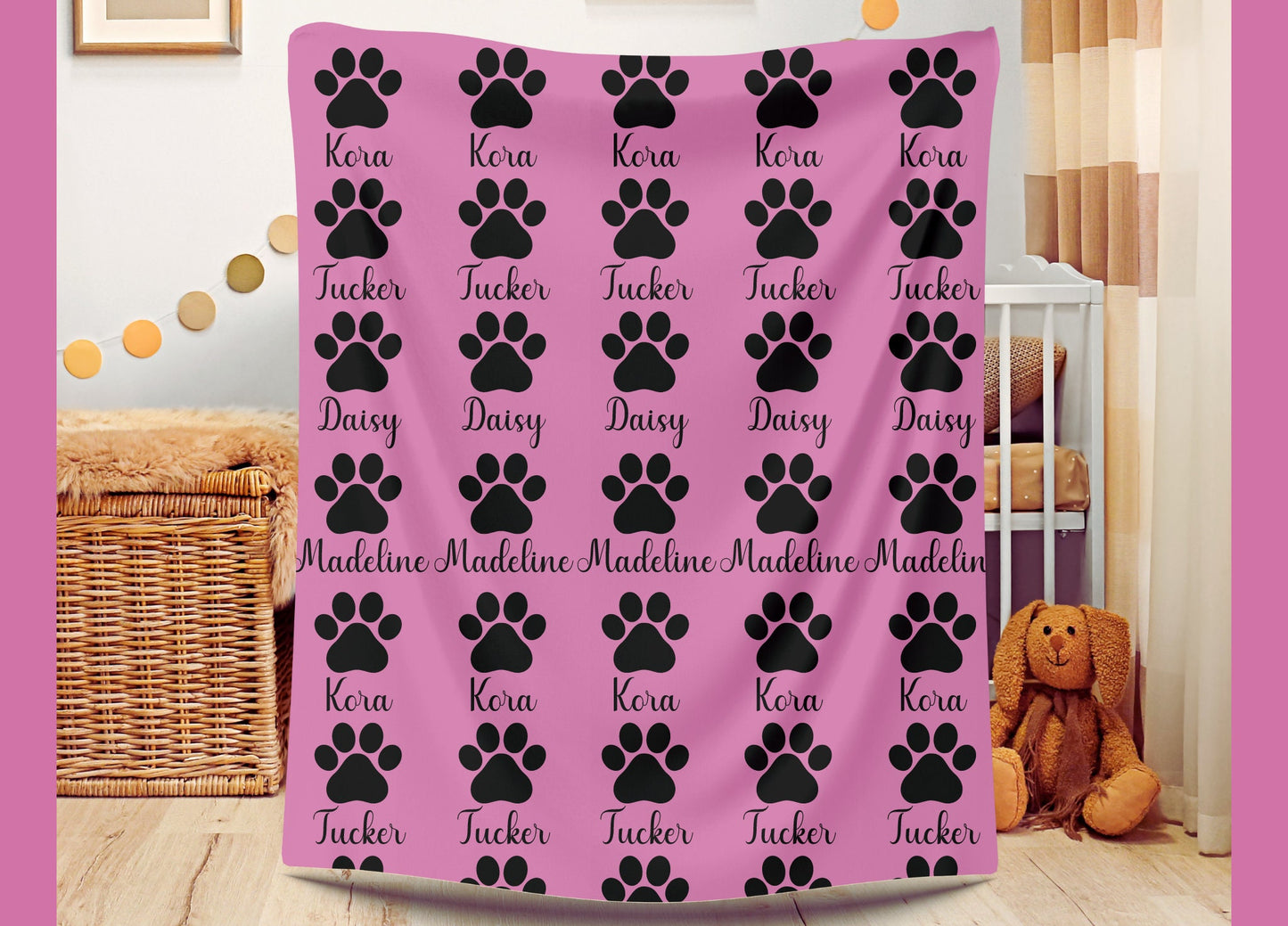 Personalized Blanket for Dog Mom, Custom Dog Paw Velveteen Blanket, Dog Mom Gift Dog Dad Gift Pet Owner Memorial Gift,Dog Owner Name Blanket