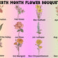 Custom Birth Flower Bouquet Wall Art,Birth Month Flower Art, Birthday Gift for Mom, Grandma Birth Flower Bouquet, Personalized Family Gift