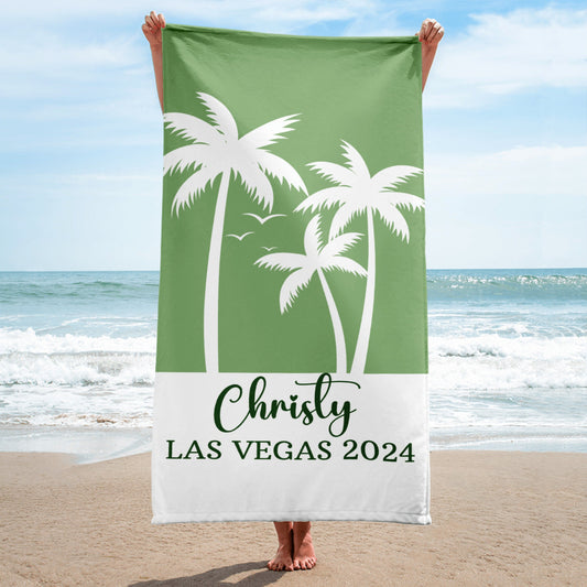 Custom beach towel, family vacation gift, custom bachelorette party gift, bridesmaid proposal, customized palm tree towel, pool towel custom