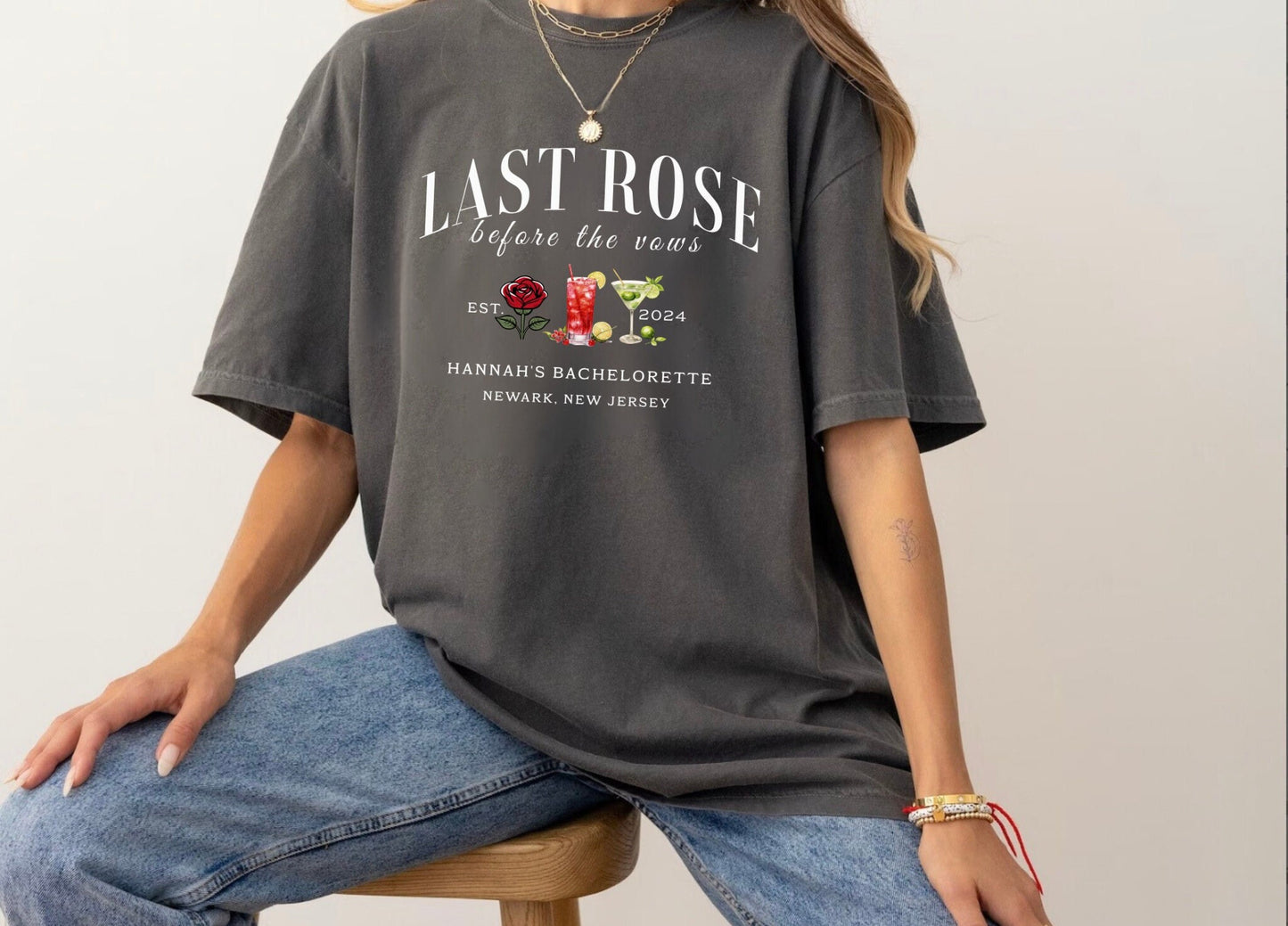 Personalized Bachelorette Shirts, Last Rose Before the Vows, Custom Name Bach Club Shirt, Bridesmaid Beach Cocktail Bridal Party Social Club