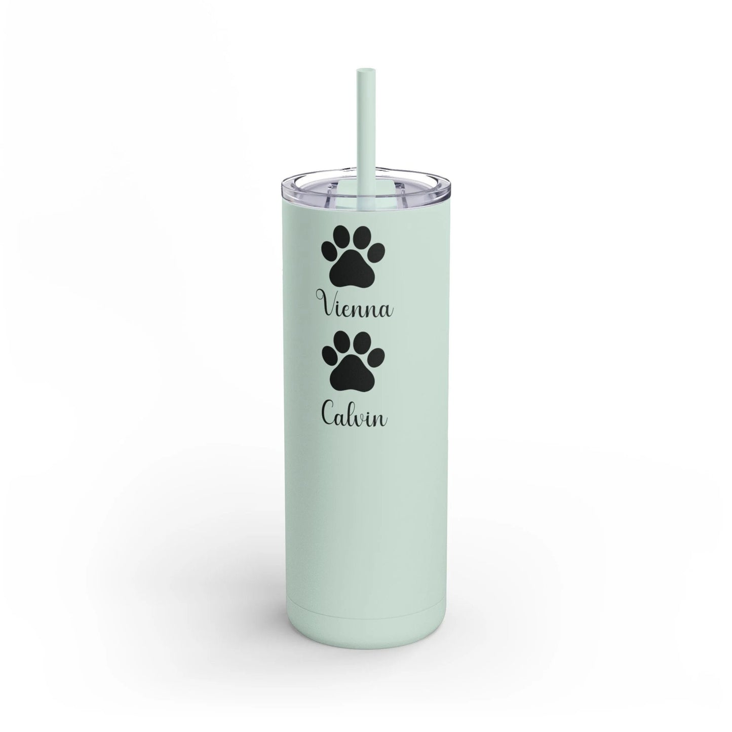 Personalized Dog Mom Tumbler, 20oz Matte Custom Dog Paw Skinny Tumbler With Straw,Dog Mom Gift For Her, Dog Dad Gift,Pet Owner Memorial Gift