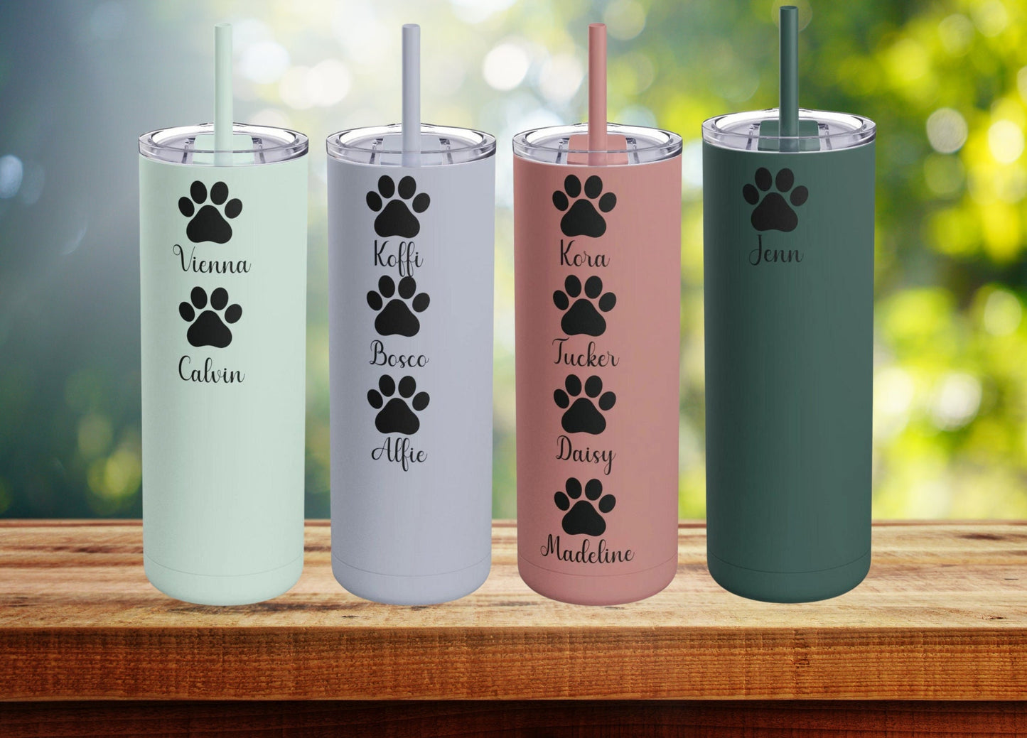 Personalized Dog Mom Tumbler, 20oz Matte Custom Dog Paw Skinny Tumbler With Straw,Dog Mom Gift For Her, Dog Dad Gift,Pet Owner Memorial Gift