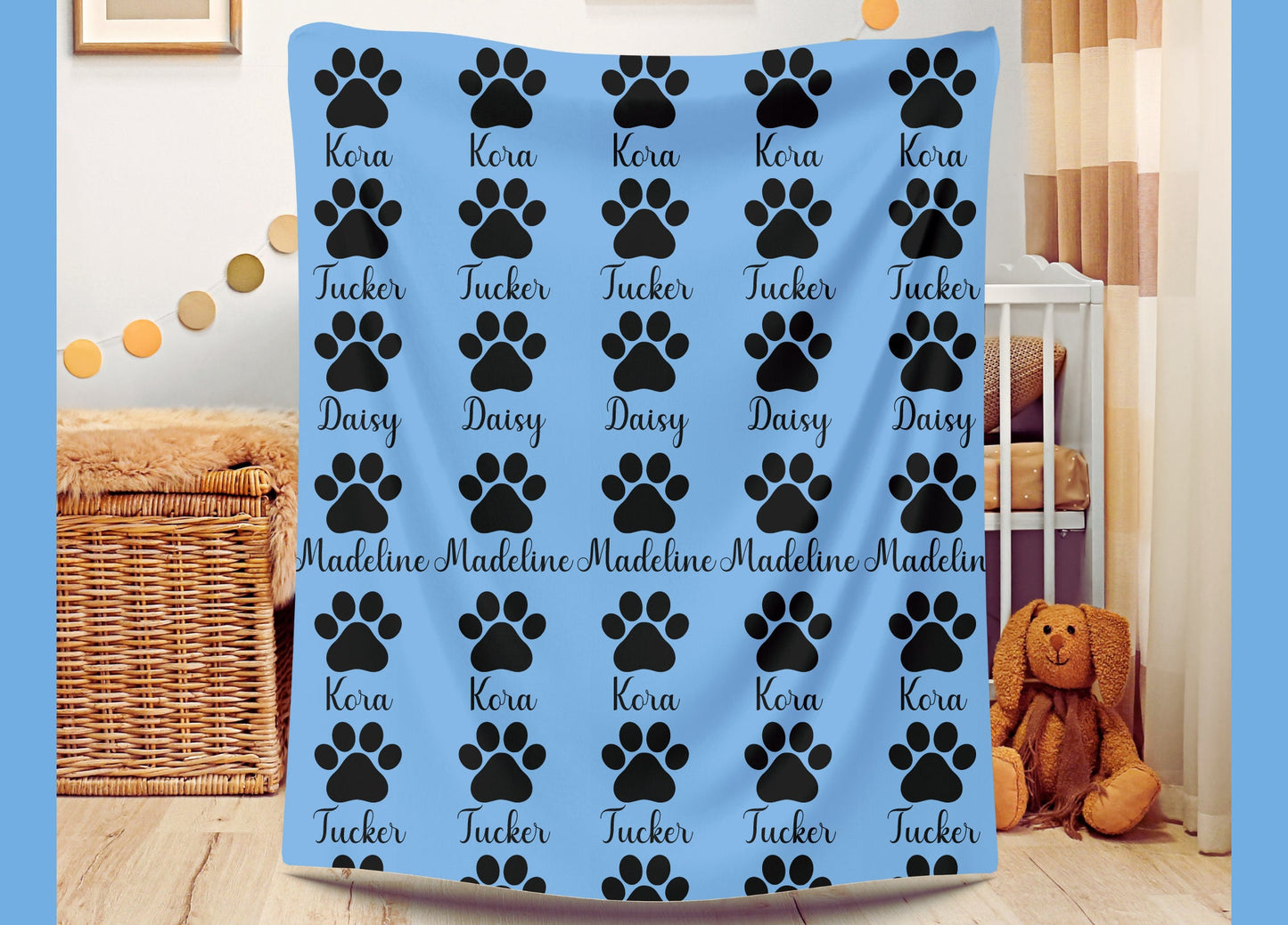 Personalized Blanket for Dog Mom, Custom Dog Paw Velveteen Blanket, Dog Mom Gift Dog Dad Gift Pet Owner Memorial Gift,Dog Owner Name Blanket