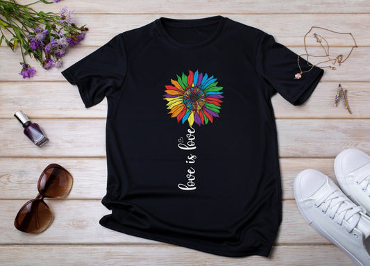 Love is Love T-Shirt, LGBTQ Support Tshirt Unisex, Sunflower Shirt, Gay Rights Equality Shirt, Pride Gift for Gay Lesbian Trans, Pride month