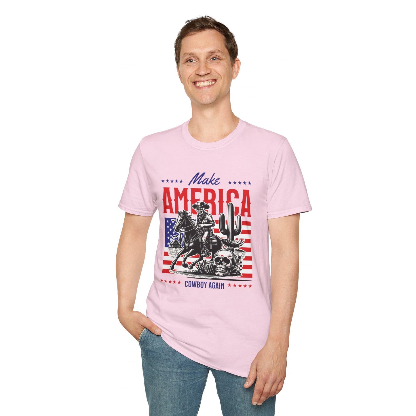 Make America Cowboy Again Shirt, 4th of July Shirt, Skeleton Cowboy Shirt, America Shirt, Funny, Patriotic Shirt, 90s Western Shirt Gift