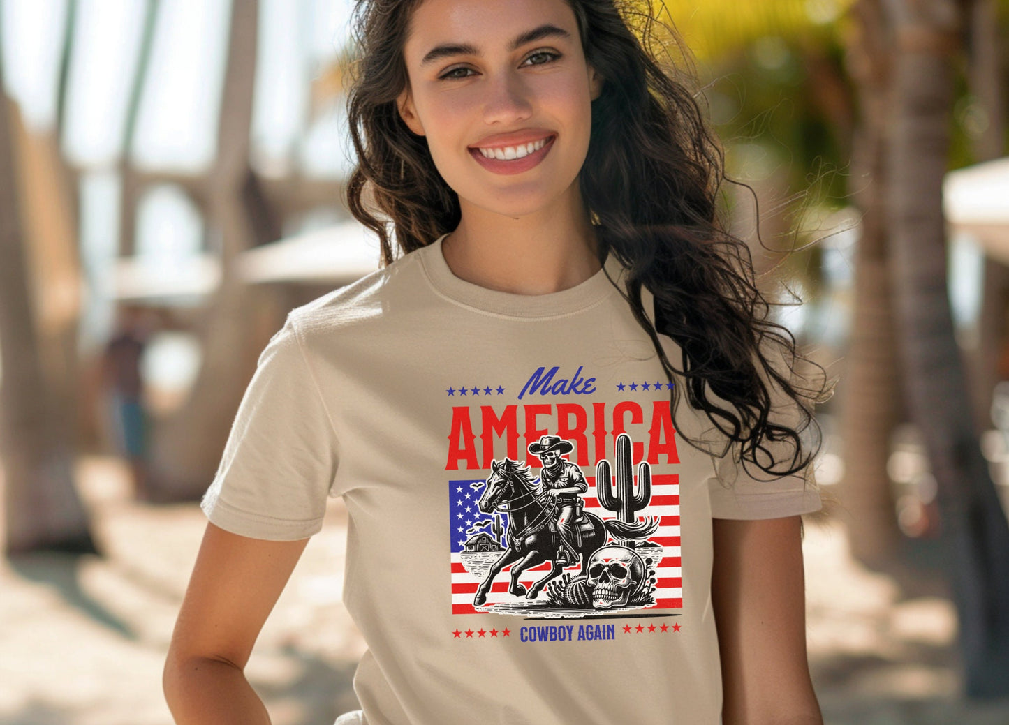 Make America Cowboy Again Shirt, 4th of July Shirt, Skeleton Cowboy Shirt, America Shirt, Funny, Patriotic Shirt, 90s Western Shirt Gift