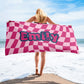 Custom Beach Towel, Personalized Pool Towel, Bridesmaid Proposal Bachelorette Beach Party Towel With Name, Retro StyleBirthday Vacation Gift