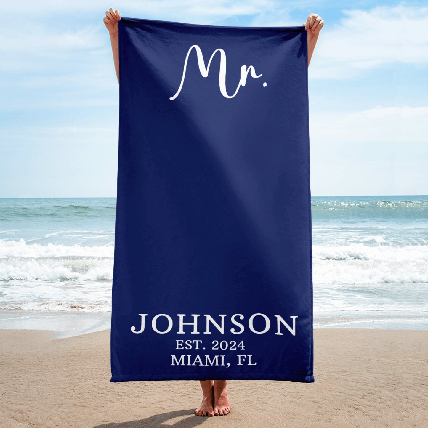 Custom Newlywed Towel, Honeymoon Couple Beach Towel, Personalized Mr. Mrs. Bath Towels,Matching Bride Groom Beach Towels,Wedding Gift Couple