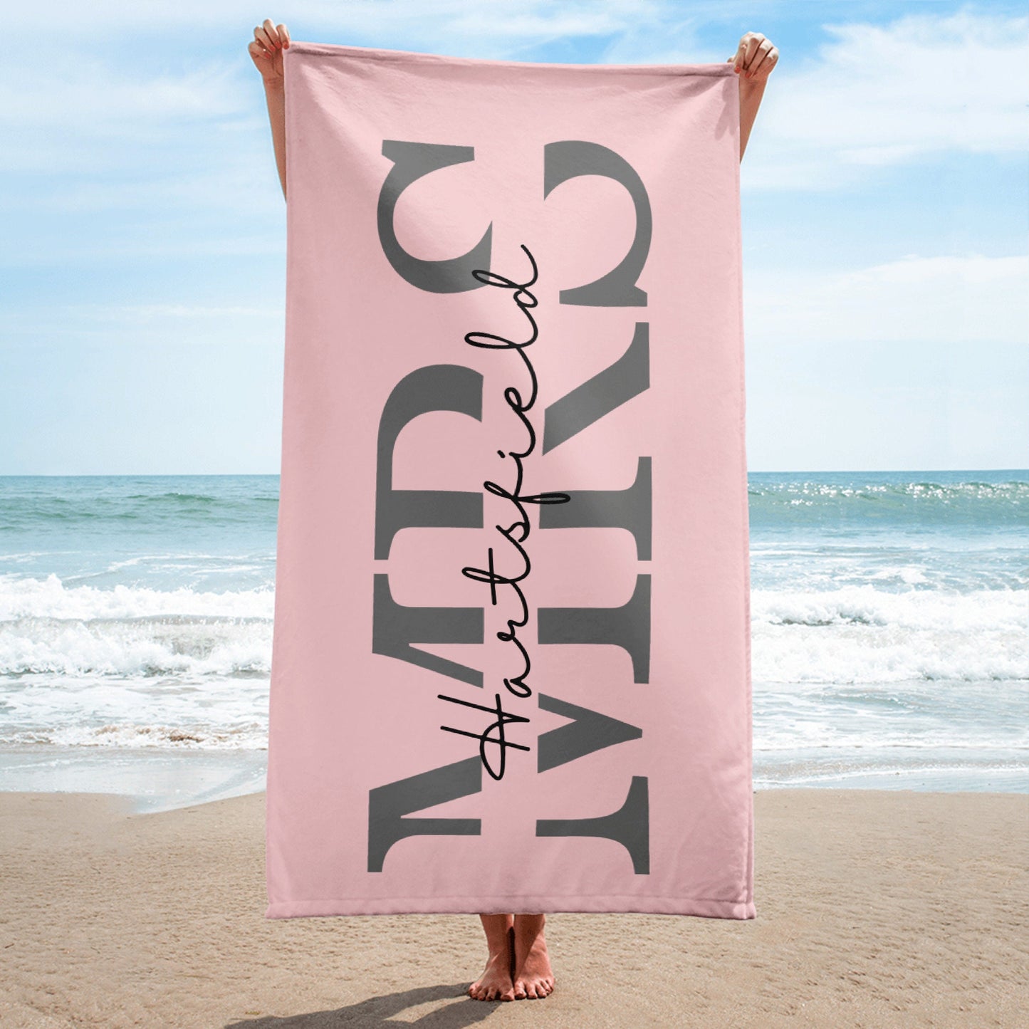 Personalized Mr. and Mrs. Beach Towel, His and Hers Custom Gift, Couple Newlywed Gift, Just Married Wedding Bride Groom Gift, Honeymoon Gift