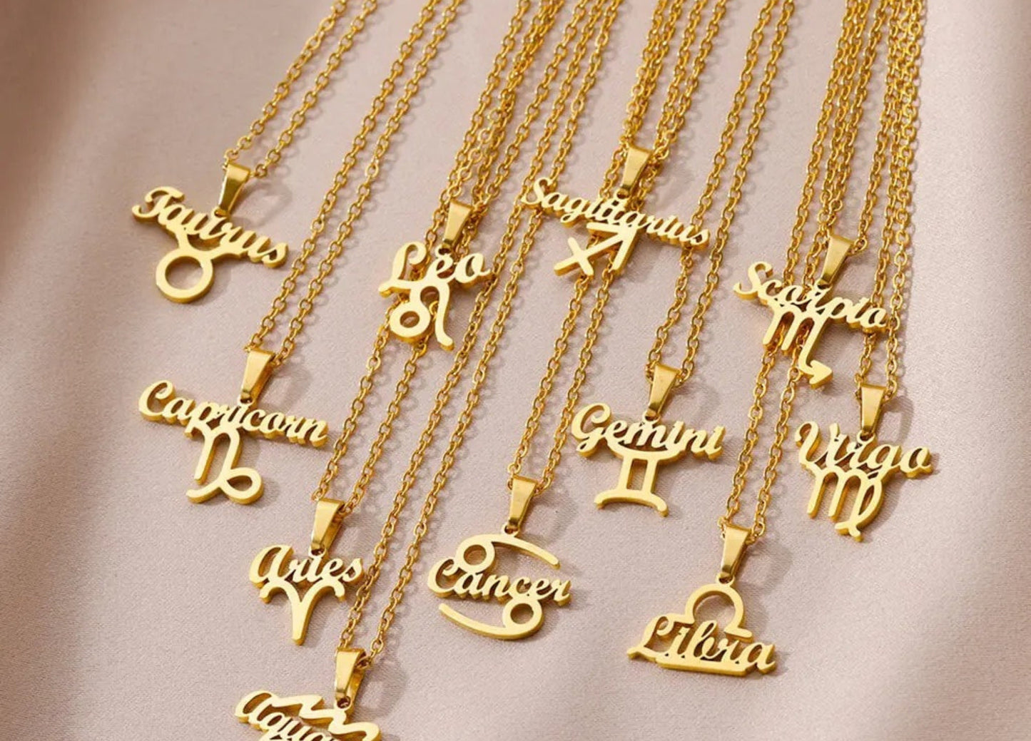 Zodiac sign Necklace, Gold Plated Birth month Astrology gift, Astrology Lover Birthday gift, Horoscopes Constellation jewelry gift for her