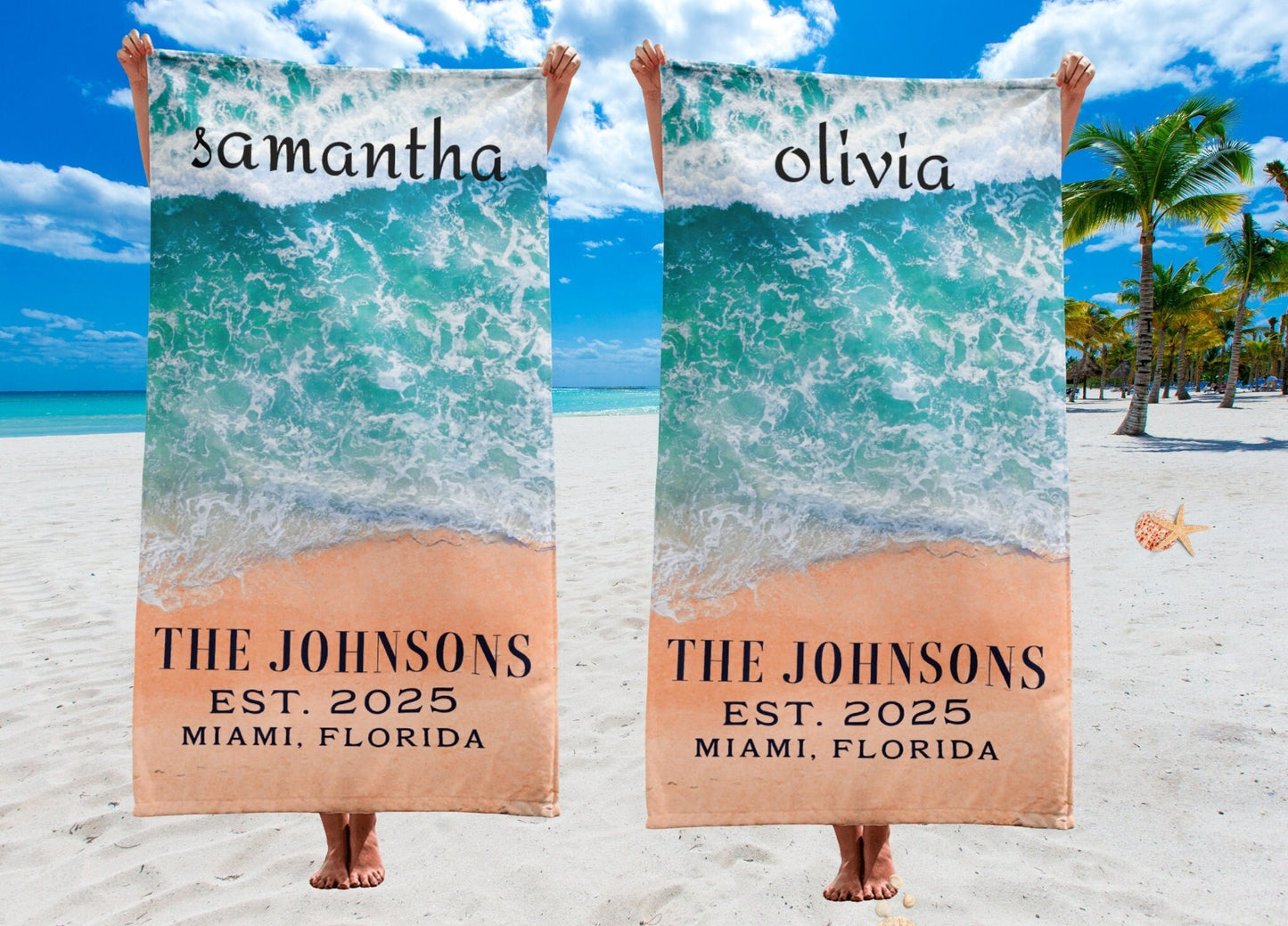 Personalized Beach Towel, Bachelorette Party Gift for Bridesmaids Proposal, Couple Gift for Mr and Mrs, Custom Family Vacation Towels