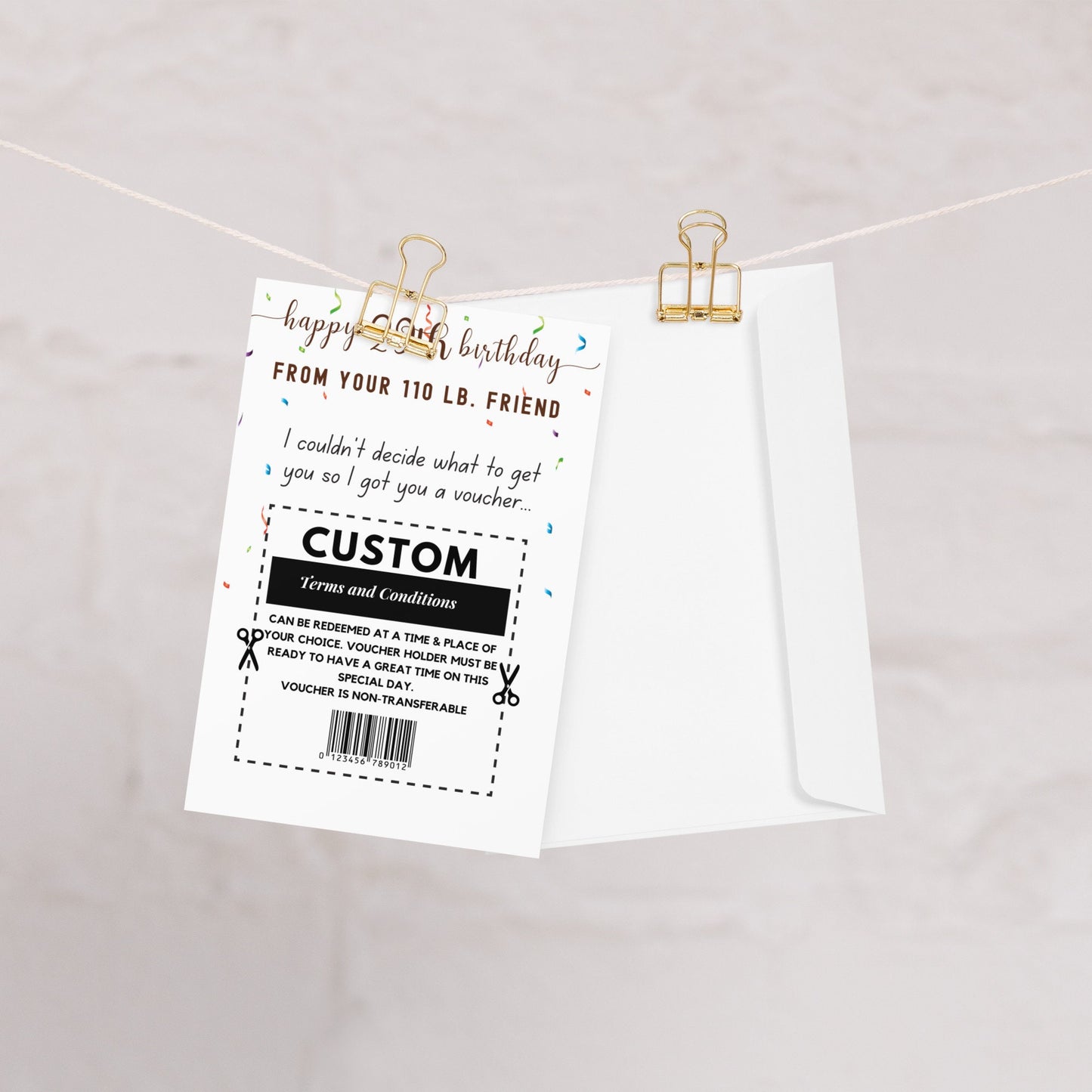 Personalized Happy 29th Birthday From Your 110 lb Friend Card, Custom Birthday Surprise Gift Voucher Card,  Funny Sarcastic Birthday Card