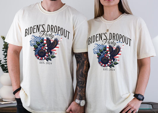 Comfort Colors Biden's DropOut Party Tshirts, 2024 Bye Bye Biden Shirt, It's Joever meme shirt, Funny Presidential Elections Shirt, ProTrump