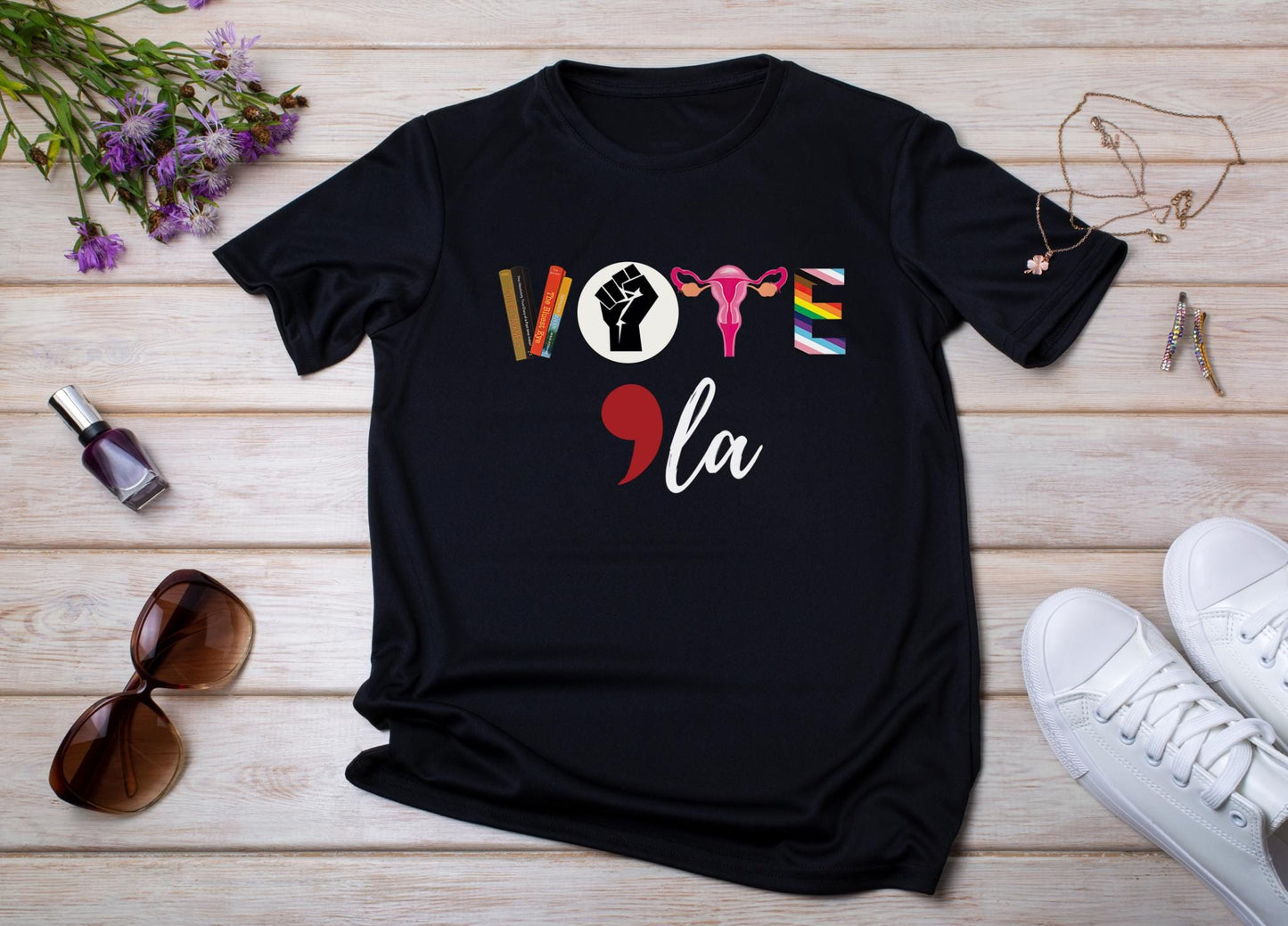 Vote Kamala Harris Shirt, Comma La Harris 2024 Election Shirt, Banned Books BLM Activism, Election shirt, Vote LGBTQ Reproductive Rights tee