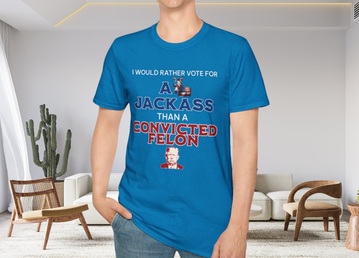 Funny Election Shirt, I'd rather Vote for A Jackass than Convicted Felon, USA 2024 Elections Shirt, Biden Supporter Shirt, Democrat Shirt