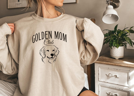 Golden Mom Sweatshirt, Golden Retriever Sweatshirt, Golden Mama Sweater, Dog Lover Gift, Birthday Gift for Dog Owner, Golden Mom Club