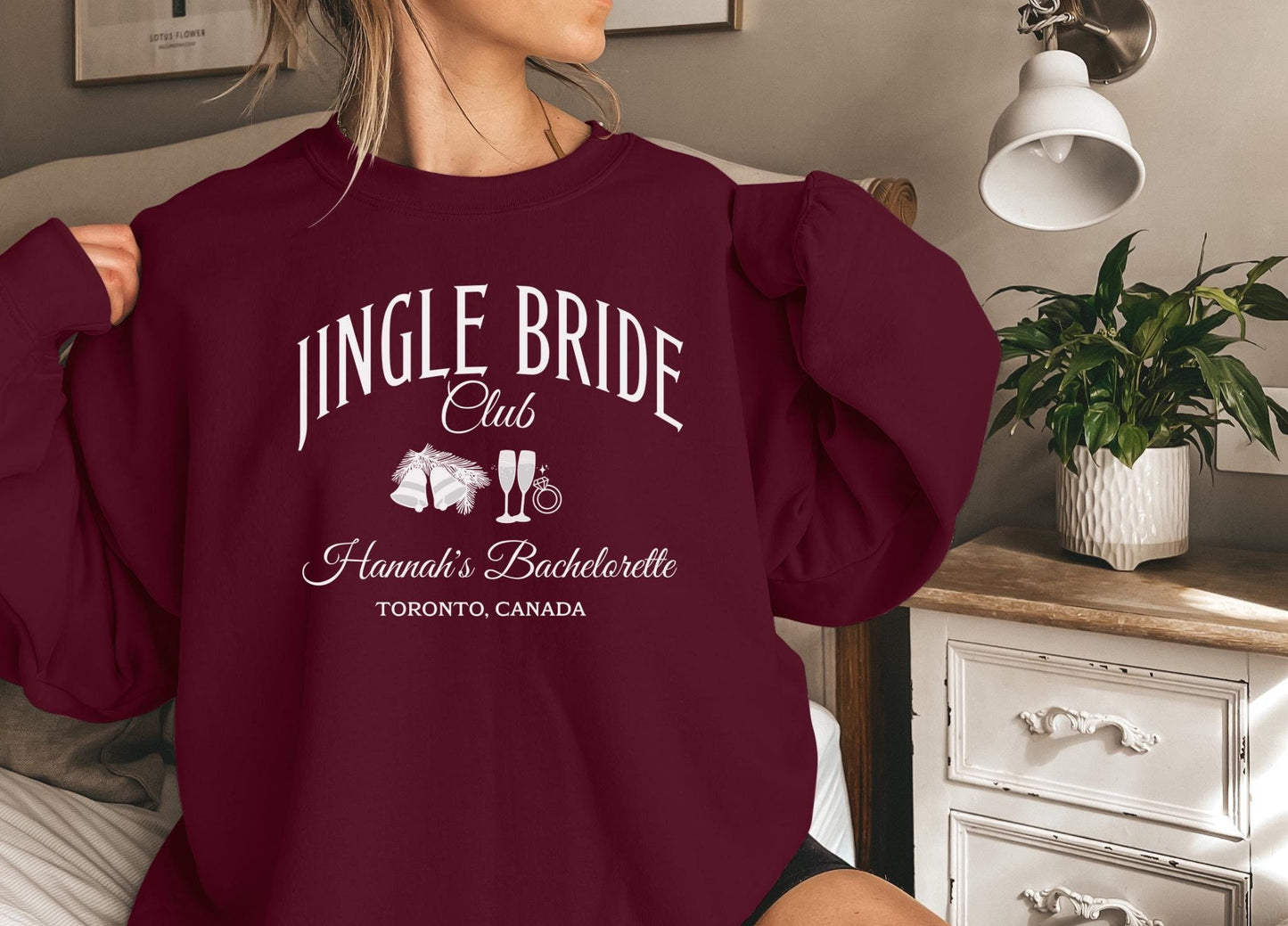 Personalized Christmas Bachelorette Sweatshirt, Jingle Bride Club Sweatshirts for Bridemaids, Winter Wedding Bachelorette Party Gifts