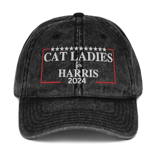 Embroidered For Harris Cap, Childless Cat Ladies, Madam President Cap, Vintage aesthetic Cotton Twill Hat, Harris 2024 Cap, Kamala Hat