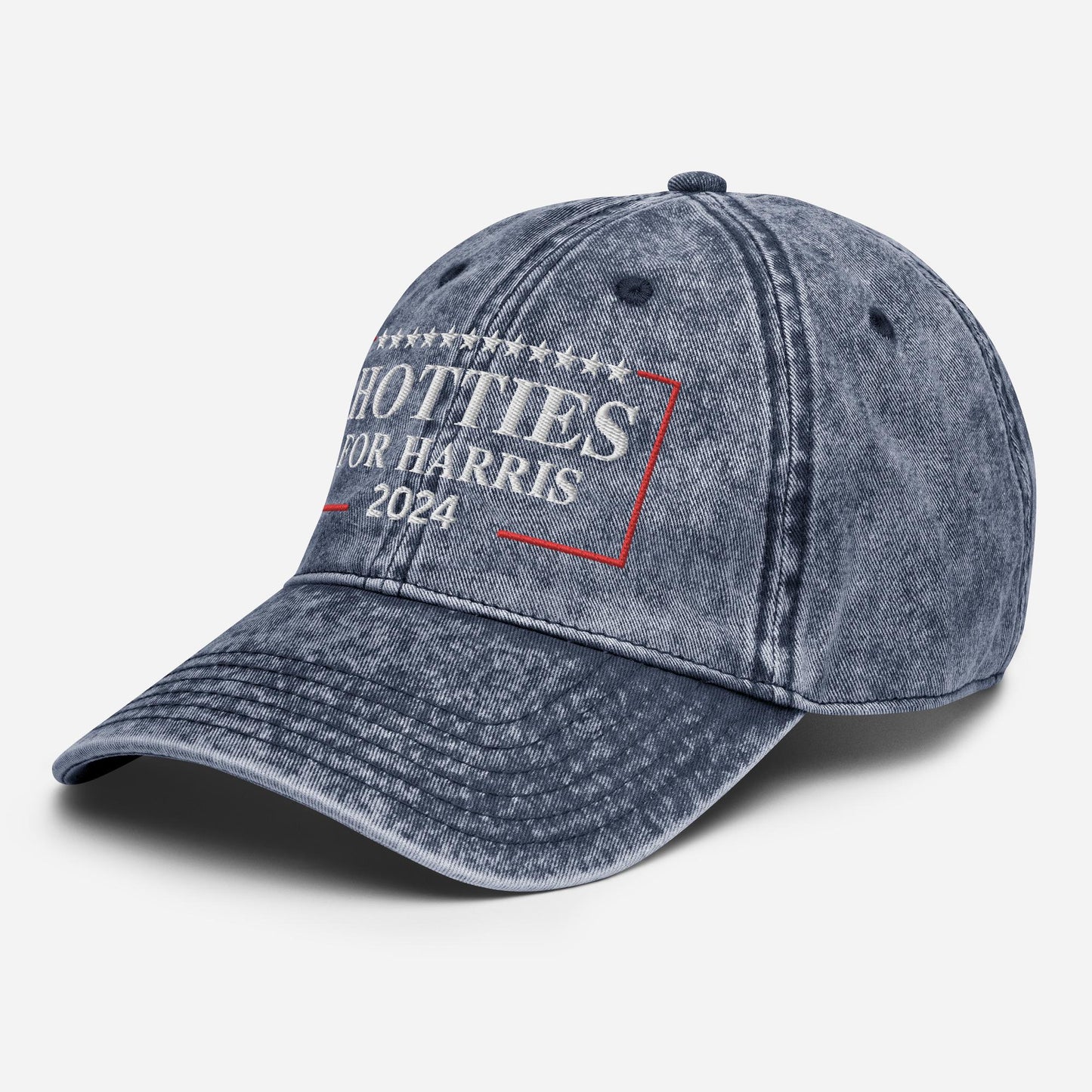 Hotties for Harris Cap, Embroidered Vintage Cotton Twill Hat for Campaign 2024, Kamala Hotties Cap, Democrat Cap, Vote Blue