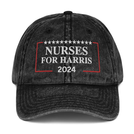 Embroidered Nurses for Harris Cap, Vintage Cotton Twill Hat for Campaign and Rally, Election Hat, Nurses for Kamala