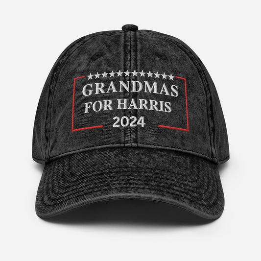 Embroidered Grandmas for Harris Cap, Vintage Cotton Twill Hat for Campaign and Rally, Election Hat, Grandmas for Kamala