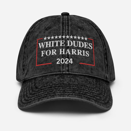 Embroidered White Dudes for Harris Cap, Vintage Cotton Twill Hat for Campaign and Rally, Election Hat, White Dudes for Kamala