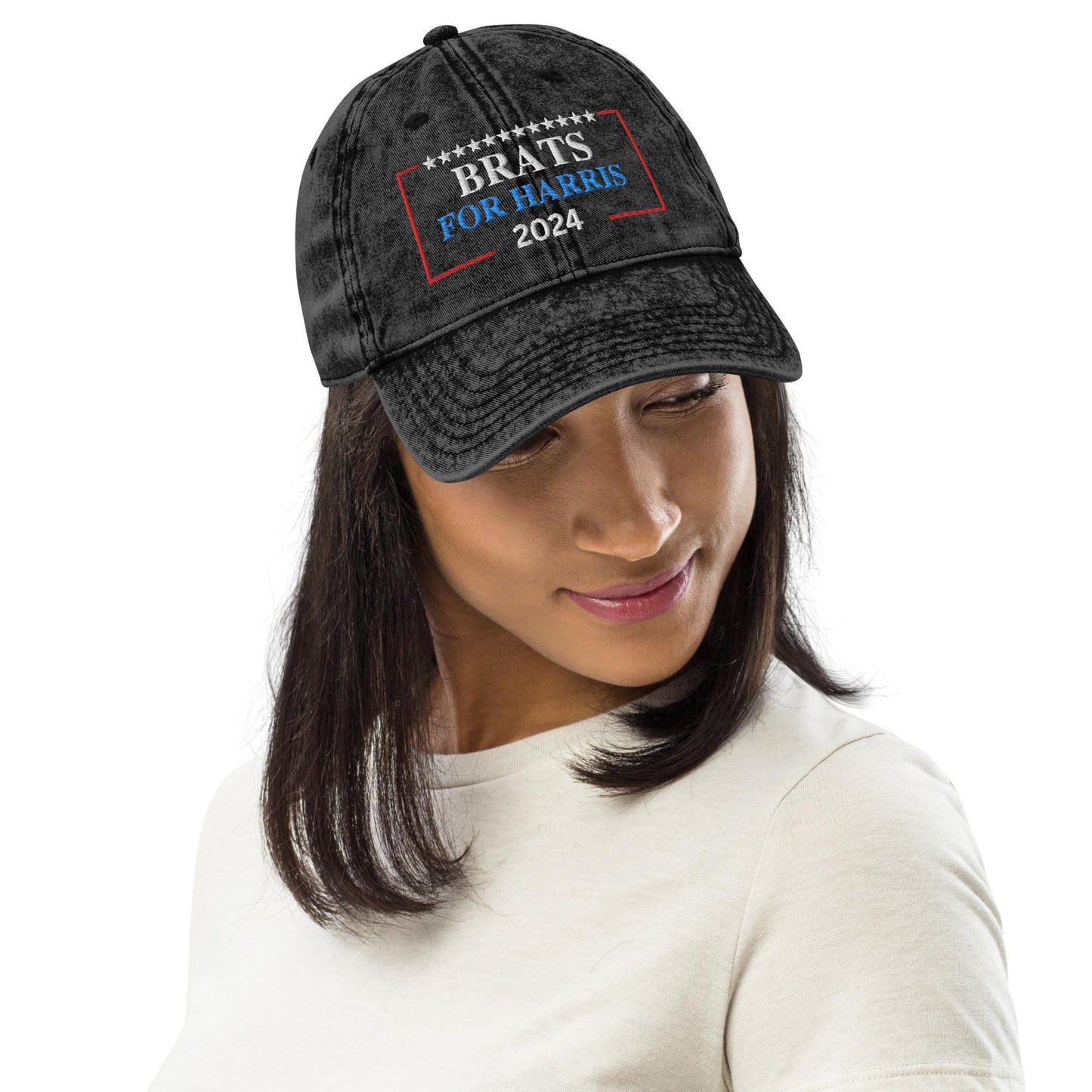 Funny Brats for Harris Cap, Embroidered Vintage Cotton Twill Hat for Campaign and Rally, Election Hat, Kamala is Brat