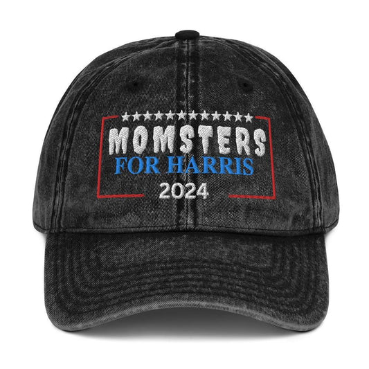 Funny Momsters for Harris Cap, Halloween Gift for Mom, Embroidered Vintage Cotton Twill Hat, Moms for Kamala, Election Ha