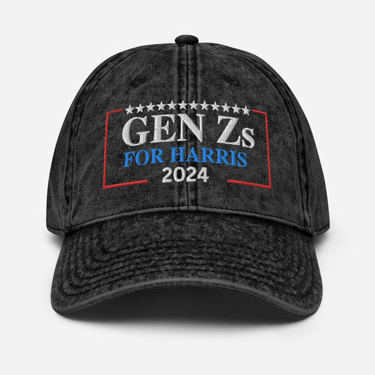 Embroidered Gen Zs for Harris Cap, Vintage Cotton Twill Hat for Campaign and Rally, Election Hat, Gen Zs for Kamala