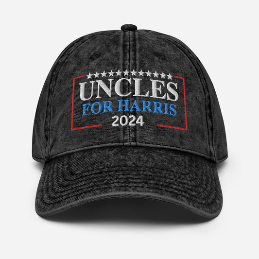 Embroidered Uncles for Harris Cap, Vintage Cotton Twill Hat for Campaign and Rally, Election Hat, Uncles for Kamala