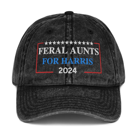 Funny Election hat, Embroidered Feral Aunt for Harris Hat, Vintage Cotton Twill Hat, 2024 For Kamala cap, funny election gift