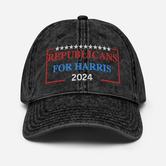 Embroidered Republicans for Harris Cap, Vintage Cotton Twill Hat for Campaign and Rally, Election Hat, Republicans for Kamala