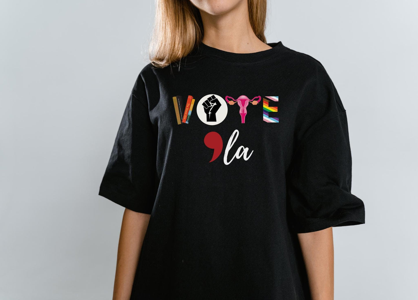 Vote Kamala Harris Shirt, Comma La Harris 2024 Election Shirt, Banned Books BLM Activism, Election shirt, Vote LGBTQ Reproductive Rights tee