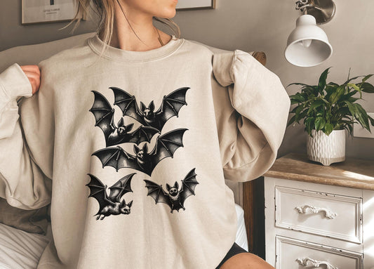 Spooky Bats Sweatshirt Halloween,Funny Halloween shirt women, spooky ghost halloween party gift, trick or treat cute fall tee