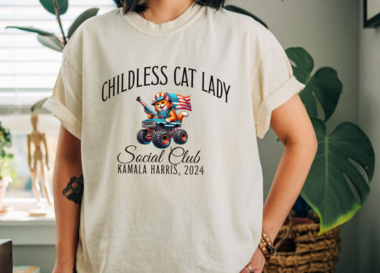 Childless Cat Lady Shirt, Comfort Colors Cat Mom Shirt, President Kamala Harris 2024, Prosecutor Felon Election Shirt, Kamala Rally T Shirt