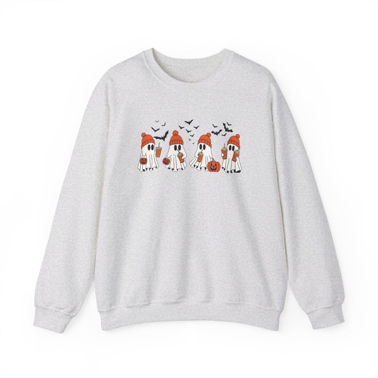 Cute Ghosts Pumpkin Sweatshirt Halloween,Funny Halloween shirt women, spooky ghost halloween party gift, trick or treat cute fall tee