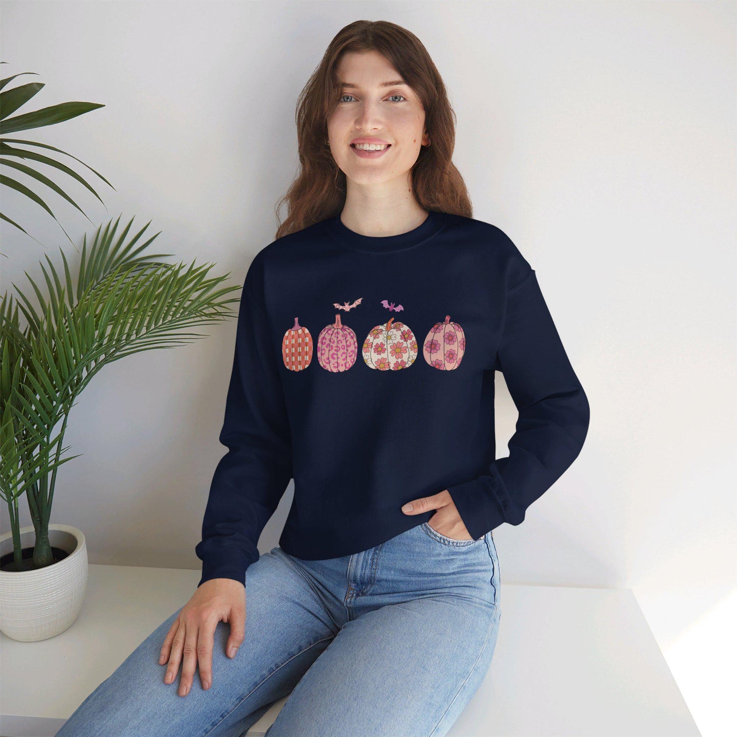 Pink Halloween Pumpkin sweatshirt,Funny Halloween shirt women, spooky ghost halloween party gift, trick or treat cute fall tee