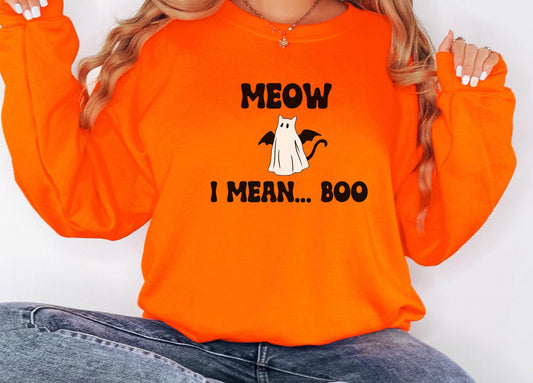 Funny Halloween Ghost Cat sweatshirt,Funny Halloween shirt women, spooky ghost halloween party gift, trick or treat cute fall tee