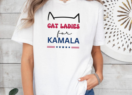 Cat lady for Kamala Shirt, Election Shirt for Cat Mom, Comma La, Campaign Tshirt, Vote Shirt, Harris 2024 Shirt, Kamala Shirt, 2024 Election