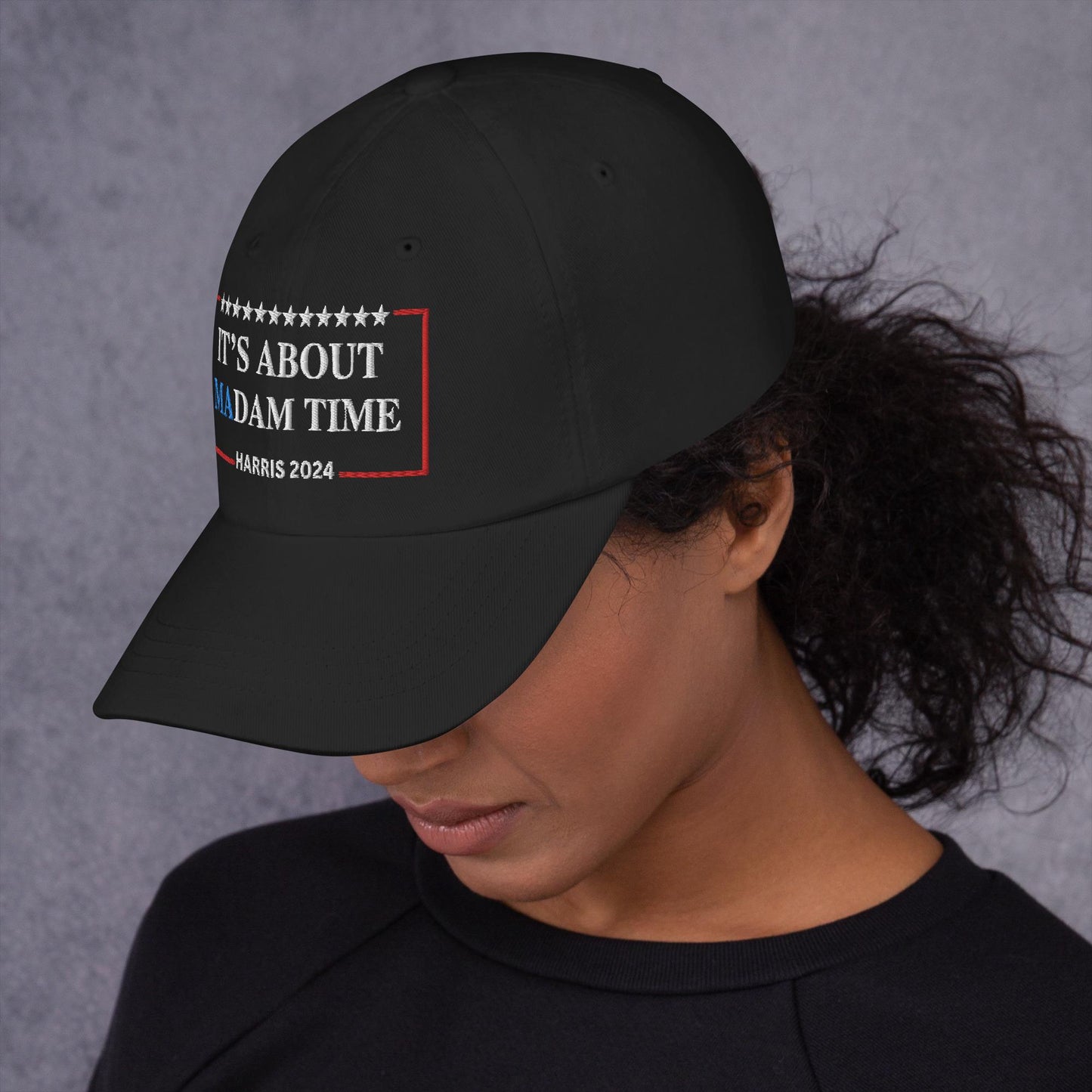 Embroidered Kamala Hat,  It's About Madam Time Cap, Harris Walz Cotton Twill Hat, Comma La hat, for Kamala Harris Hat